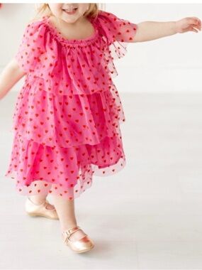 EUC! MINI BODEN tiered tulle heart dress. Size 2-3.